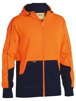 HI VIS BISLEY FULL ZIP FLEECE HOODIE