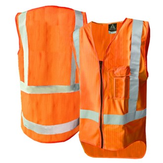 HI VIS ANTI STATIC STT SAFETY VEST | FLAME RETARDANT | ZIP FRONT | LONG TAIL