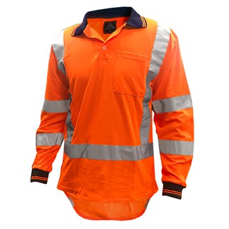 HI VIS TTMC-W17 LONG SLEEVE STT POLO SHIRT - Reflective Tape / Lightweight