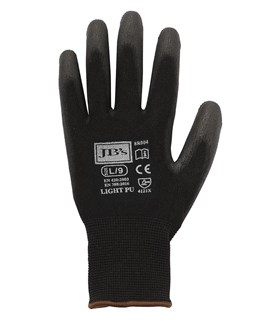 GENERAL PURPOSE BLACK LIGHT PU BREATHABLE SAFETY GLOVES, 13 Gauge, Nylon Liner, Polyurethane Palm Coating,