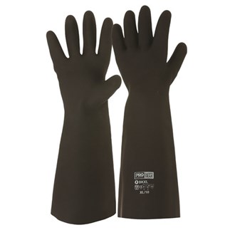 LATEX RUBBER SAFETY GLOVES, Long Forearm Cuff,  Unlined, Chlorinated, Good Grip Ability, Abrasion Resistant, Easy On Easy Off.
