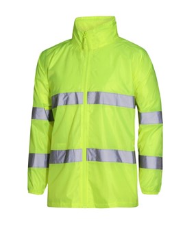 HI-VIS WATERPROOF JACKET, REFELCTIVE TAPE, 