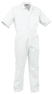OVERALLS WHITE - Short Sleeve, Polycotton, Zip Close 