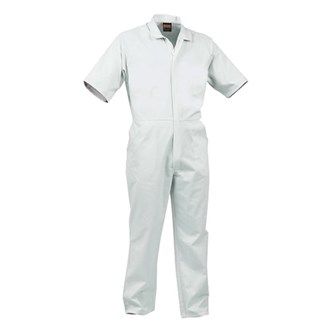OVERALLS SHORT SLEEVE HEAVYWEIGHT  FOOD INDUSTRY WHITE - Polycotton, Zip Front