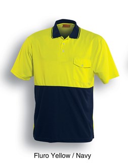 HI VIS POLO BOCINI POLYESTER MICROMESH, - Moisture Control,Short Sleeve, Bocini