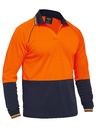 BISLEY TWO TONE HI VIS POLO - Long Sleeve, Recycled Cool Mesh Fabric.
