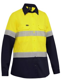 BISLEY WOMENS TAPED HI VIS RIPSTOP VENTED SHIRT