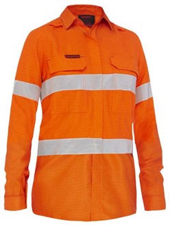 BISLEY APEX 185 WOMENS TAPED HI VIS RIPSTOP FR VENTED SHIRT