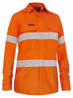 BISLEY APEX 160 WOMENS TAPED HI VIS FR RIPSTOP VENTED SHIRT