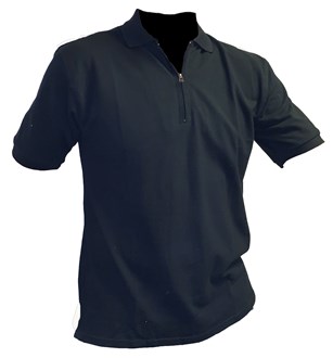 POLO SHIRT - Zip, Close Front , Black