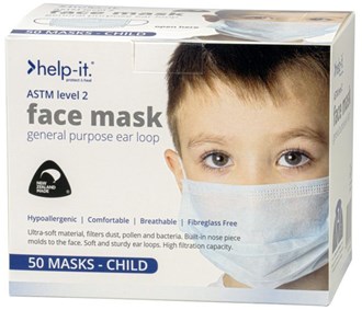 KIDS ASTM LEVEL 2 FACE MASKS , SMALL SIZE BOX OF 50